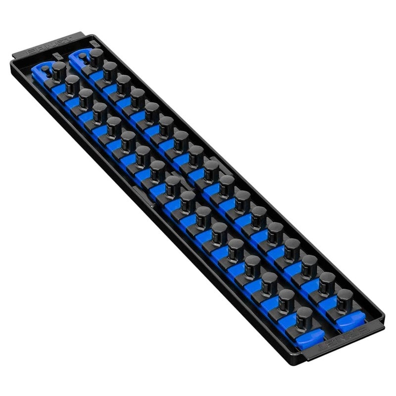 Ernst Manufacturing 19Inch Socket Boss Organizer with TwistLock 2 Rails for 12Inch Drive Sockets Blue Model 8457 Secure and Durable Socket Storage Solution Made in USA - Image 2