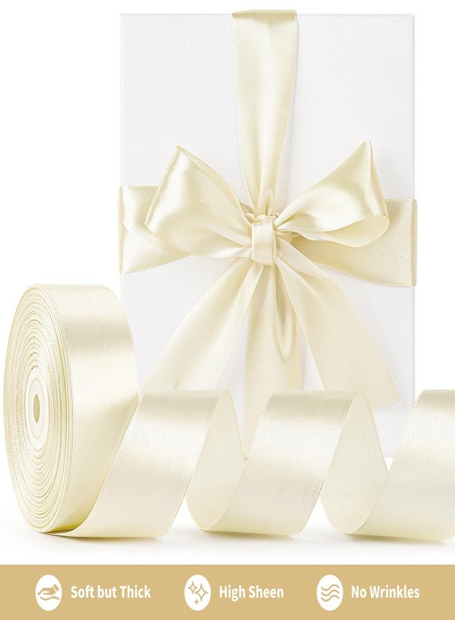 Mauproy 1-1/2 Inch Wide Ivory Satin Ribbon, 50 Yards Solid Polyester Fabric Ribbon for Roses Making, Gift Wrapping, Halloween, Wedding Decorations, Crafts, Bows - Image 3