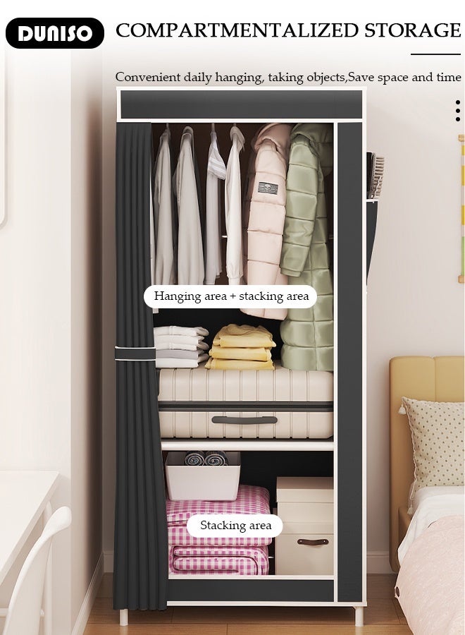 DUNISO Portable Closet Wardrobe,Dustproof Deisgn, Portable Closet Organizer with Non-woven Fabric Quick and Easy to Assemble Extra Strong and Durable for Hanging Clothes in Bedrooms and Apartments - Image 4