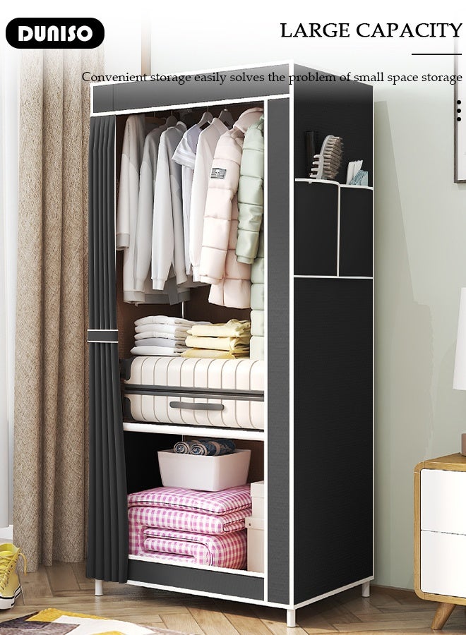 DUNISO Portable Closet Wardrobe,Dustproof Deisgn, Portable Closet Organizer with Non-woven Fabric Quick and Easy to Assemble Extra Strong and Durable for Hanging Clothes in Bedrooms and Apartments - Image 3