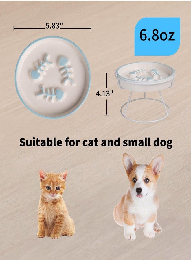 TRUNDISAN 2PCS Ceramic Cat Slow Food Bowl for Wet and Dry Food, Elevated Design, Prevents Vomiting and Obesity, Raised Cat Puzzle Bowl, Stress-Free Slow Food Plate, Backflow Prevention, for Cats and Small Dog - Image 2