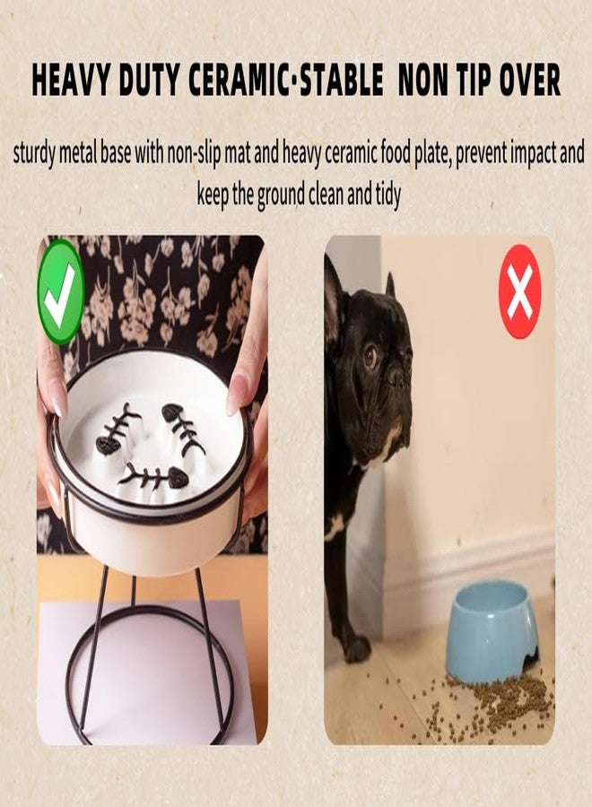 TRUNDISAN 2PCS Ceramic Cat Slow Food Bowl for Wet and Dry Food, Elevated Design, Prevents Vomiting and Obesity, Raised Cat Puzzle Bowl, Stress-Free Slow Food Plate, Backflow Prevention, for Cats and Small Dog - Image 5