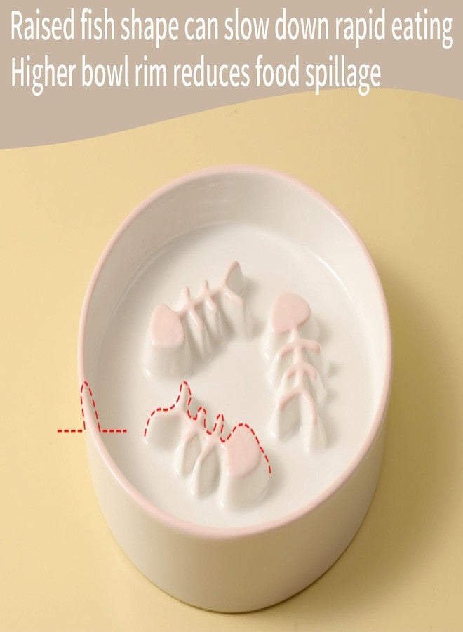 TRUNDISAN 2PCS Ceramic Cat Slow Food Bowl for Wet and Dry Food, Elevated Design, Prevents Vomiting and Obesity, Raised Cat Puzzle Bowl, Stress-Free Slow Food Plate, Backflow Prevention, for Cats and Small Dog - Image 3