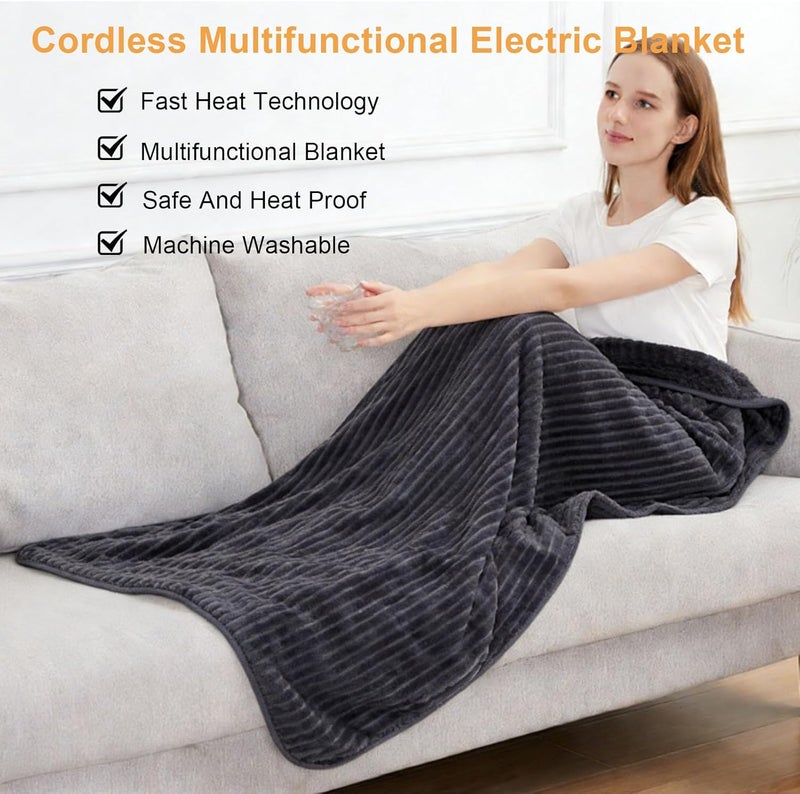 Cordless Heated Shawl Generous Size Design Full Body Heating Experience Great Cordless Heating Technology Electric Poncho Wrap Blanket with USB Power Supply for Home,Office - Image 3