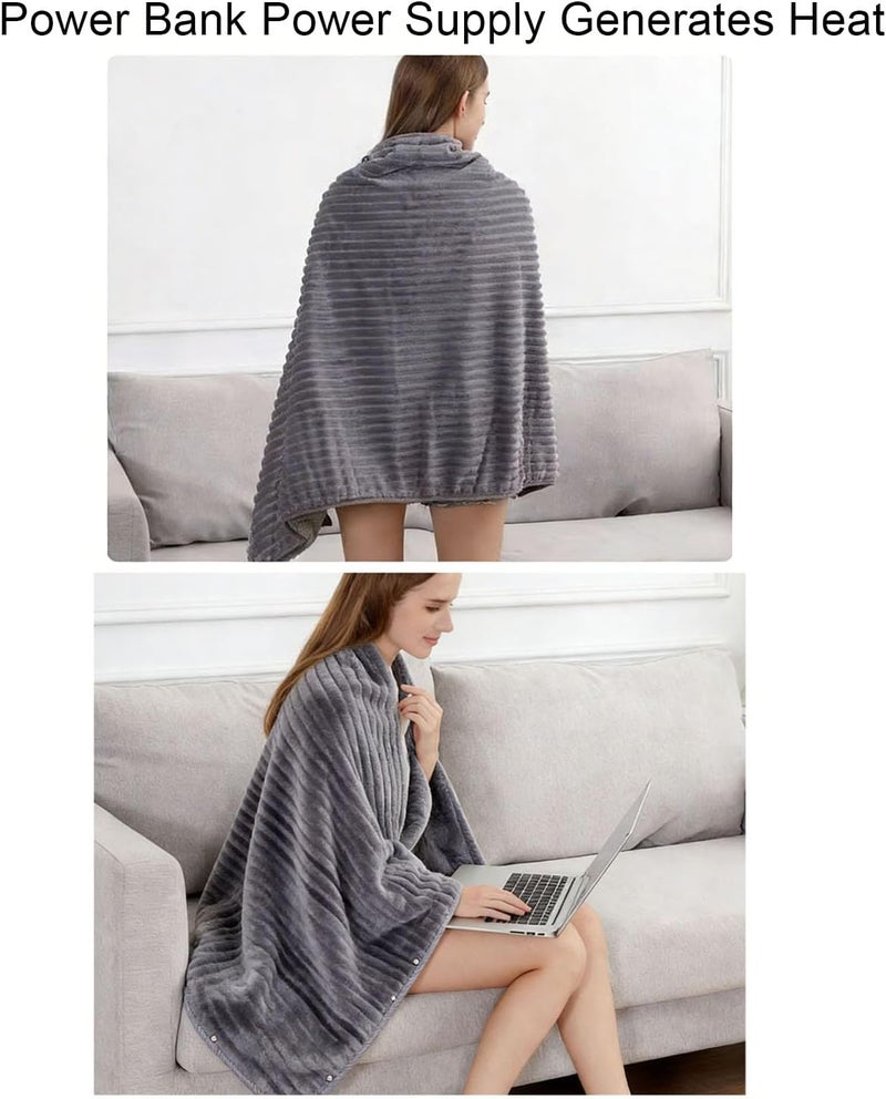 Cordless Heated Shawl Generous Size Design Full Body Heating Experience Great Cordless Heating Technology Electric Poncho Wrap Blanket with USB Power Supply for Home,Office - Image 4