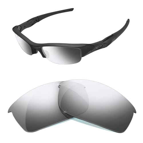HiCycle2 Replacement Sunglass Lenses for Oakley Flak Jacket Sunglasses Mirror Polarized -Multi Options (Silver) - Image 1