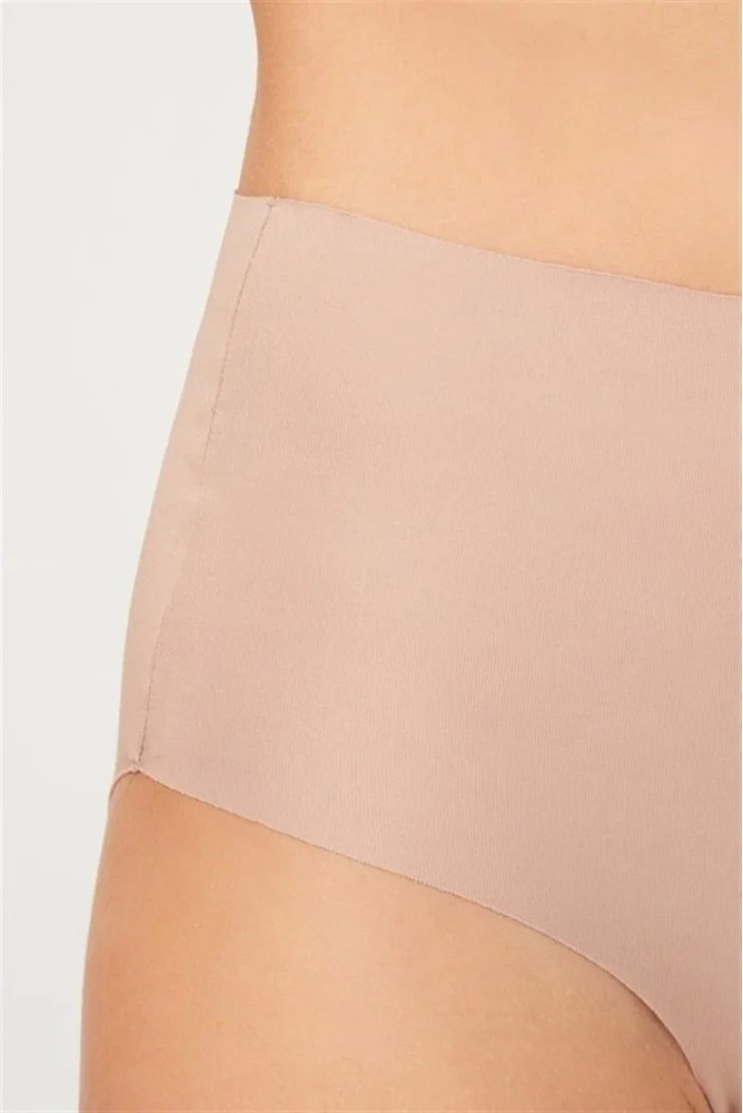 COTTONHILL High Waist Basic Laser Cut Women's Bikini Panties-Brown