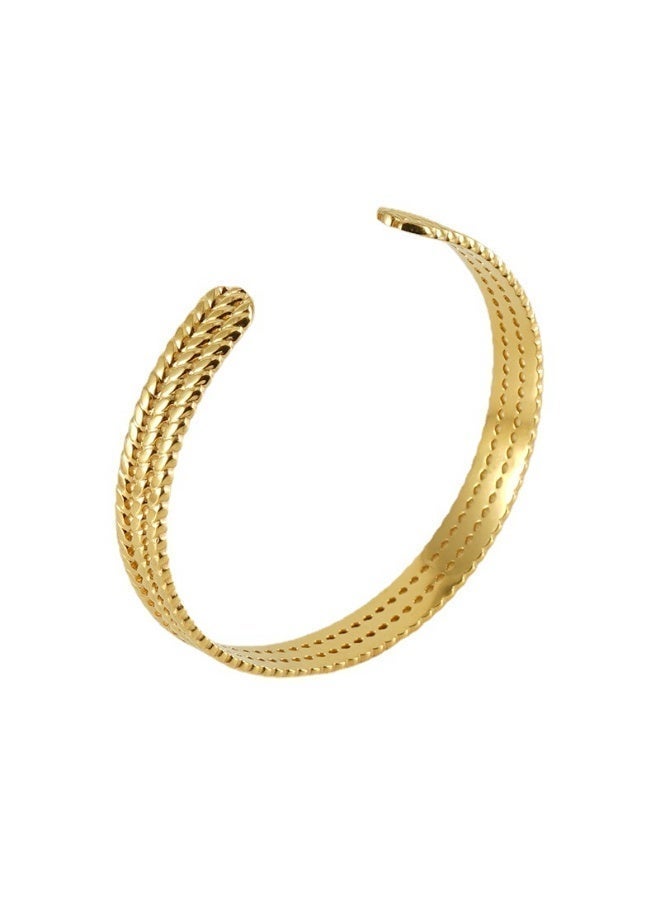 AMETOER Women's Fashion Stainless Steel Bracelet – Simple Adjustable Open Twisted Weave Bangle Jewelry - Image 1