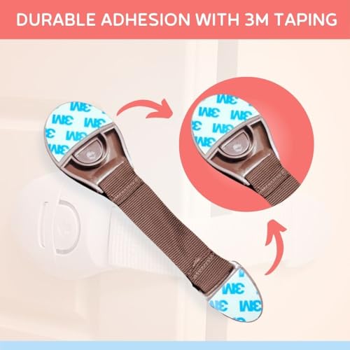 BabySafeHouse Safety Lock for Cabinet, Drawer, Fridge, Cupboard for Child & Infant Safety, Furniture Latch with 3M Adhesive (Pack of 4) (Brown) - Image 2