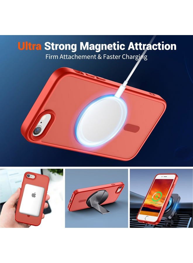 SUPFINE Magnetic for iPhone SE Case 2022 (3rd)/2020 (2nd), iPhone 8 Case (Compatible with MagSafe) (Military Grade Drop Protection) Slim Translucent Matte Phone Case,Red - Image 5