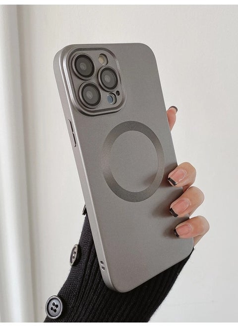 iPhone 15 Pro Case, Matte Magnetic Phone Cases with Camera Lens Protector [Compatible with MagSafe] Soft TPU Shockproof Protective Cover