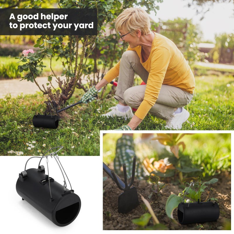 Qualirey 2 Pack Black Hole Gopher Trap 6.7 Inch Tunnel Mole Traps Gopher Killer Outdoor Vole Traps Rodent Rat Bait Stations Reusable for Lawn Yard Garden - Image 3