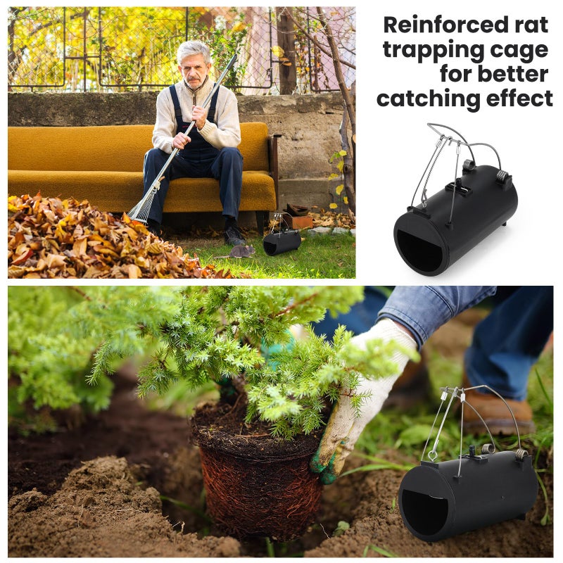 Qualirey 2 Pack Black Hole Gopher Trap 6.7 Inch Tunnel Mole Traps Gopher Killer Outdoor Vole Traps Rodent Rat Bait Stations Reusable for Lawn Yard Garden - Image 5
