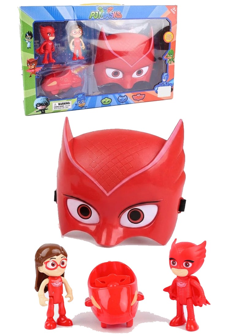 PJ Masks Owlette Toy Set – 4 Piece Action Figure & Costume Playset | Includes Red Owlette Hero Mask, Amaya Figure, Owlette Character & Owl Glider Car | Superhero Role Play Kit | Birthday Gift for Kids 3+
