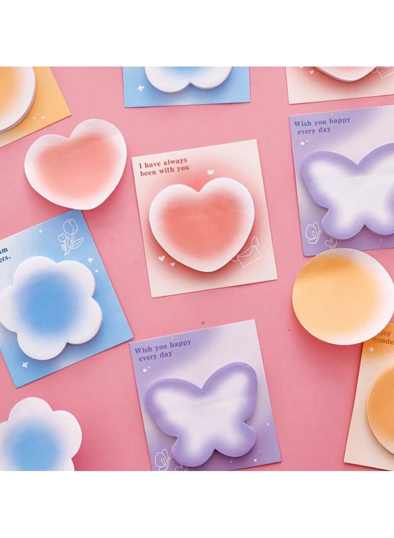 Inspirational Shaped Sticky Notes – 4-Piece Set with Heart, Flower, Circle & Butterfly Designs - Image 1