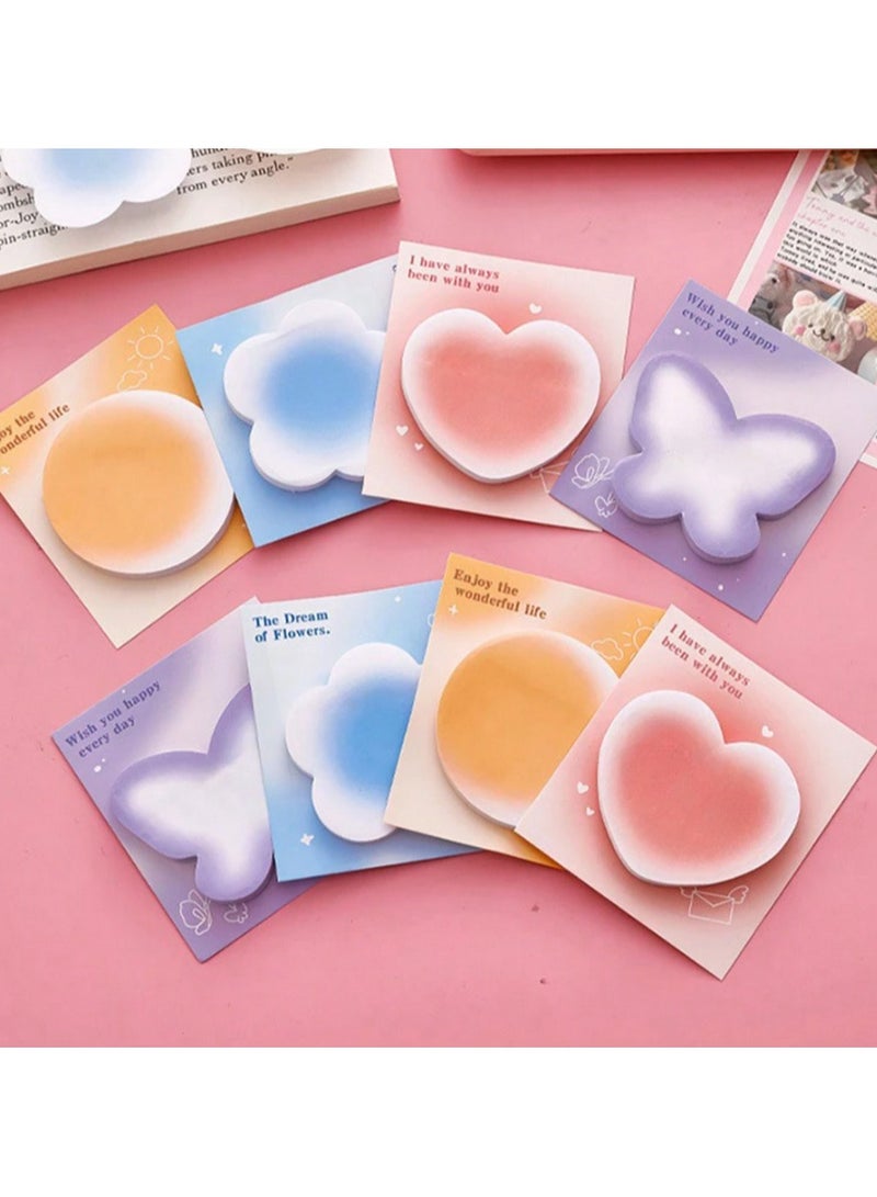 Inspirational Shaped Sticky Notes – 4-Piece Set with Heart, Flower, Circle & Butterfly Designs - Image 2