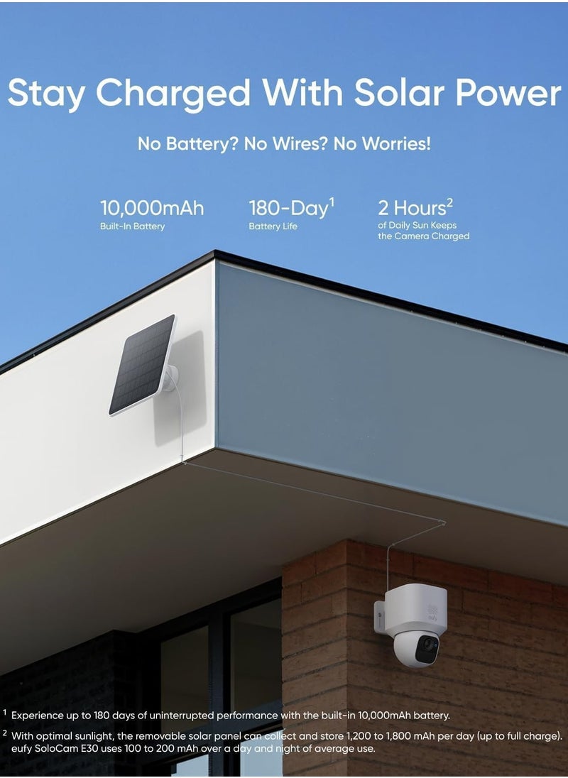 eufy - eufy Security SoloCam E30 2K Solar Security Camera Outdoor Wireless, 360° Pan & Tilt Home Security Camera, Solar Powered, AI Tracking, IP65 Weatherproof, HomeBase S380 Compatible, No Monthly Fee - Image 1