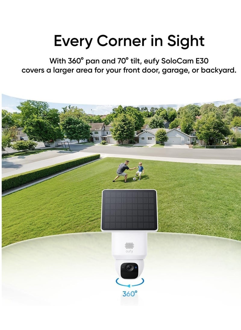 eufy - eufy Security SoloCam E30 2K Solar Security Camera Outdoor Wireless, 360° Pan & Tilt Home Security Camera, Solar Powered, AI Tracking, IP65 Weatherproof, HomeBase S380 Compatible, No Monthly Fee - Image 1