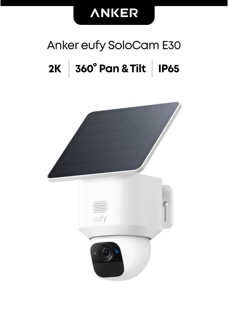 eufy كاميرا أمان خارجية لاسلكية eufy Security SoloCam E30 بدقة 2K، دوران 360° وإمالة، تعمل بالطاقة الشمسية، تتبع بالذكاء الاصطناعي، مقاومة للعوامل الجوية IP65، متوافقة مع HomeBase S380، بدون رسوم شهرية - Image 1