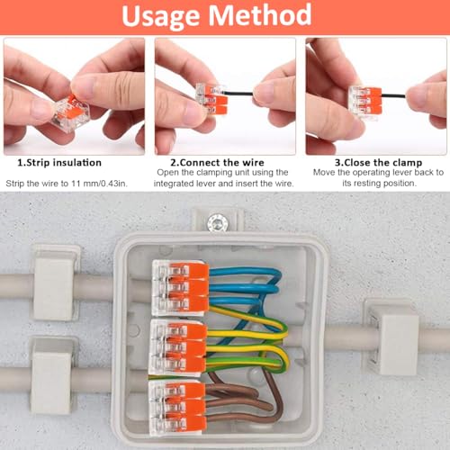 Serplex® 60PCS Cable Connectors Set with 2-Slot/3-Slot/5-Slot Configurations, Lever Nut Assortment Splicing Connector Kit Electrical Connectors DIY Compact Splicing Wire Connectors for AWG 24-12 - Image 3