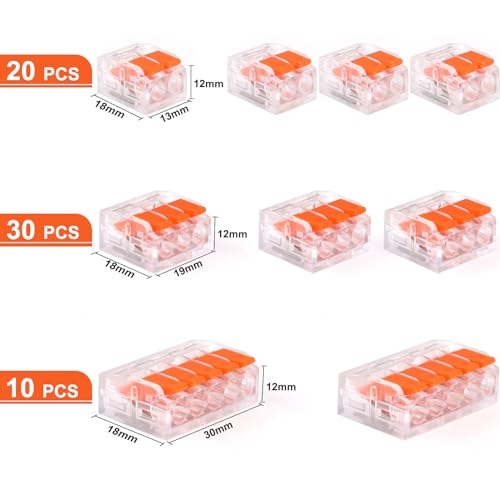Serplex® 60PCS Cable Connectors Set with 2-Slot/3-Slot/5-Slot Configurations, Lever Nut Assortment Splicing Connector Kit Electrical Connectors DIY Compact Splicing Wire Connectors for AWG 24-12 - Image 2