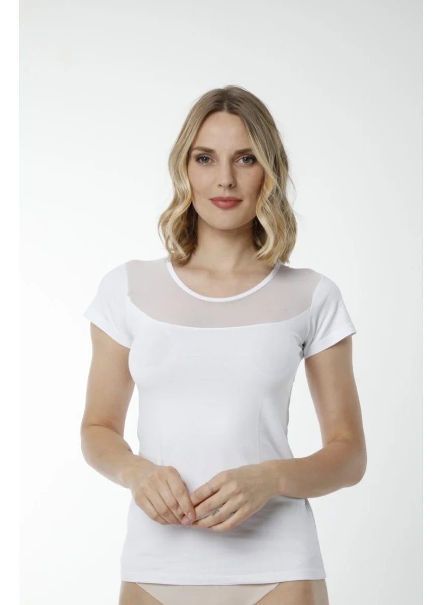 أتش أم دي 2436 Cotton Short Sleeve Women's Singlet - White