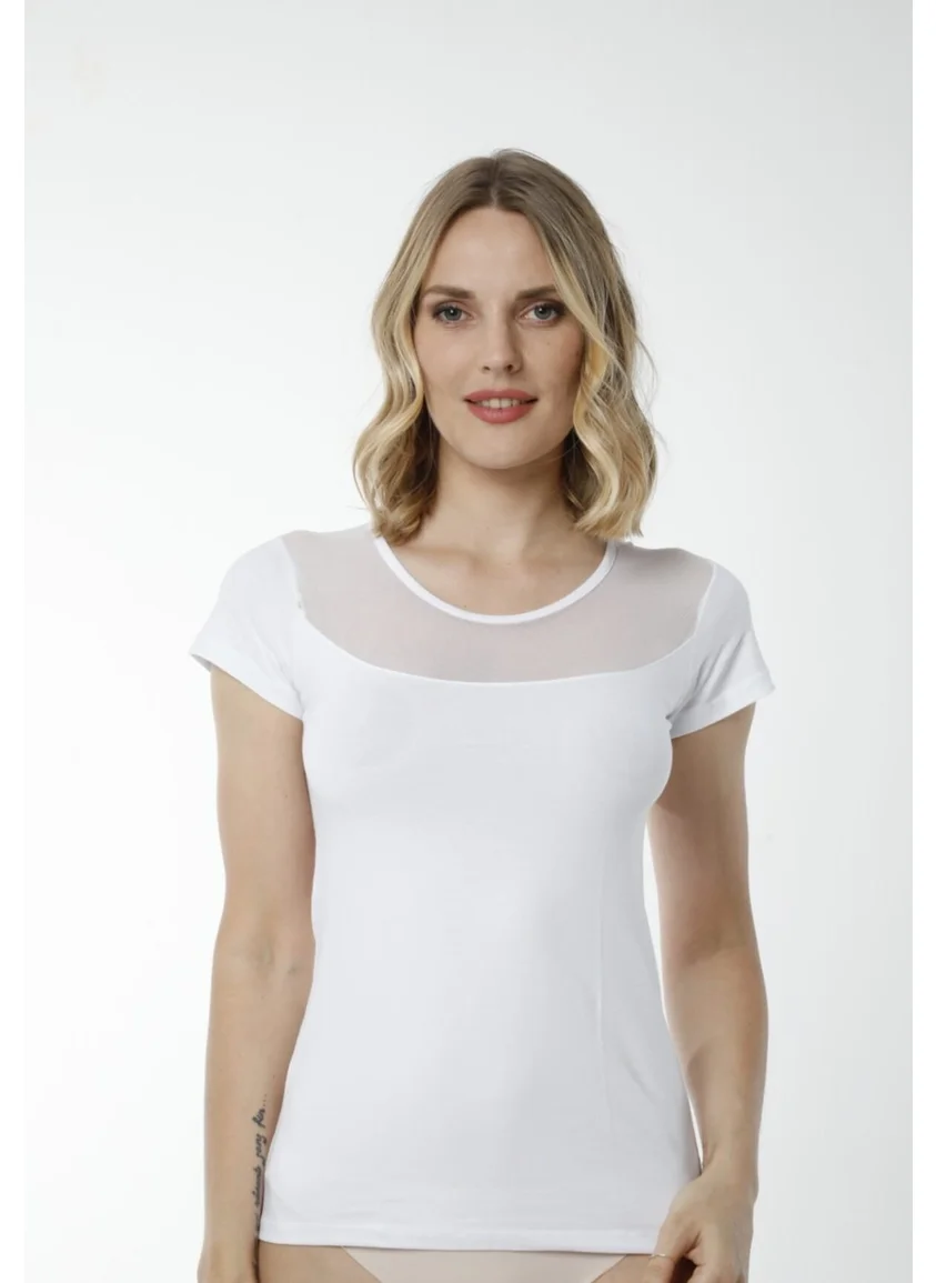 أتش أم دي 2436 Cotton Short Sleeve Women's Singlet - White