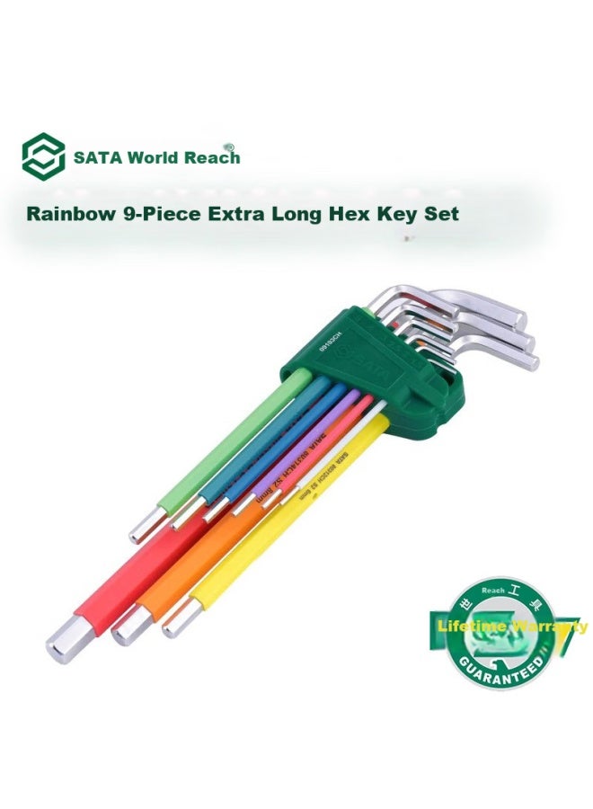 Sata 09103ch Rainbow Series 9-piece Extra-long Hex Key Wrench Set - Image 1