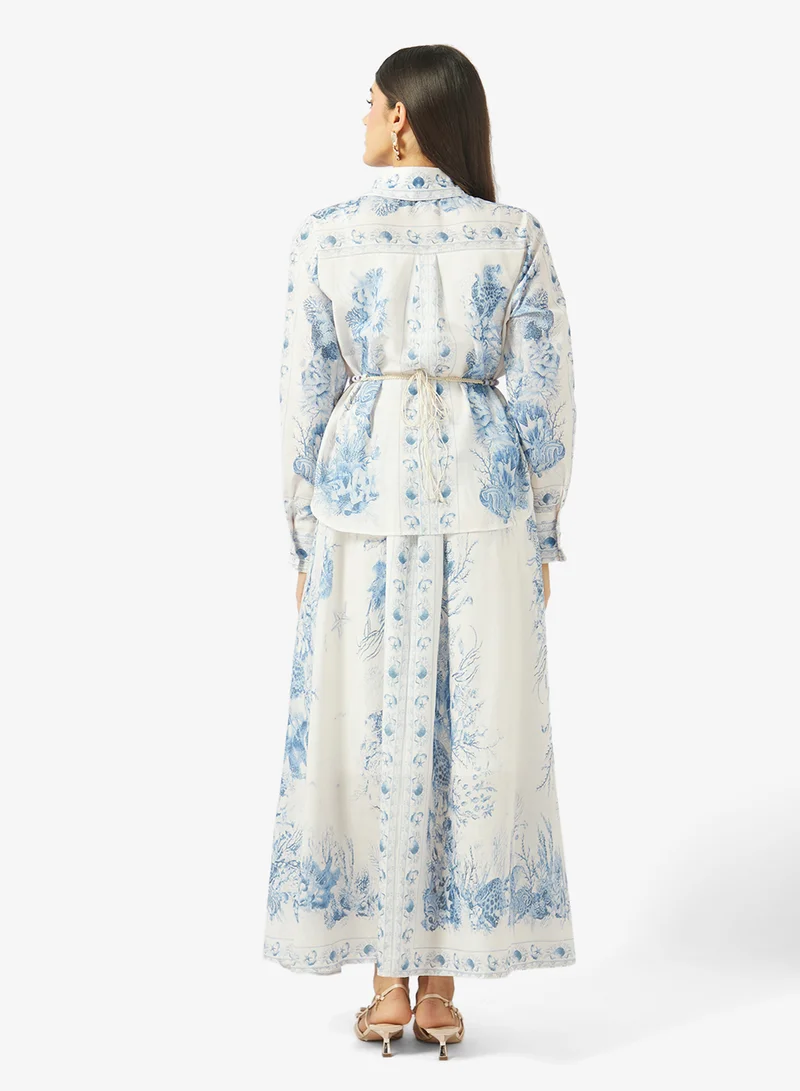 Khizana Monochrome Print Top & Skirt Set