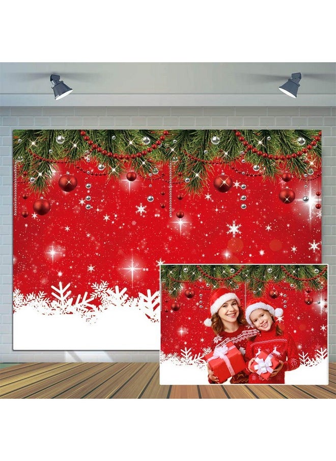 CYLYH 12X10Ft Christmas Red Photography Backdrop Christmas Party Backdrop Snowflakes Christmas Ballsnew Year Decoration Background Family Party Baby Shower Decorations Sdj-504  - Image 1