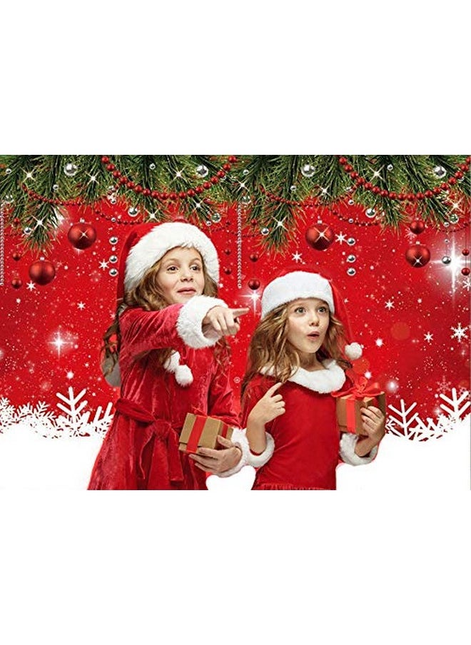 CYLYH 12X10Ft Christmas Red Photography Backdrop Christmas Party Backdrop Snowflakes Christmas Ballsnew Year Decoration Background Family Party Baby Shower Decorations Sdj-504  - Image 2
