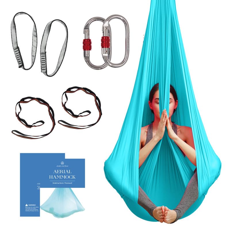 aum active Aerial Silk Yoga Hammock & Swing for Home, Inversion Exercises, Starter Kit for All Levels - Durable with Extension Straps, Carabiners, and Pose Guide - Image 1