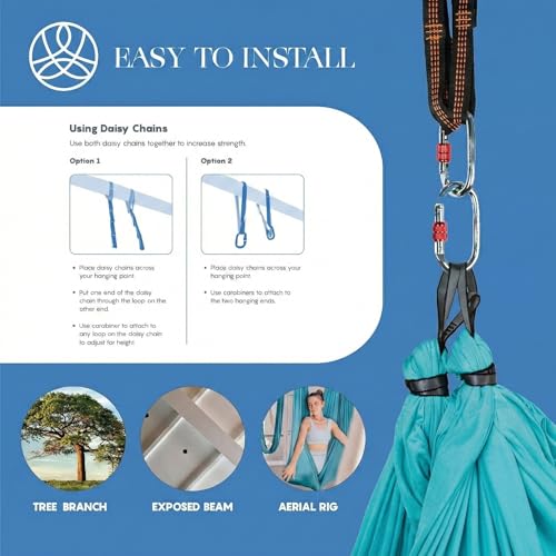 aum active Aerial Silk Yoga Hammock & Swing for Home, Inversion Exercises, Starter Kit for All Levels - Durable with Extension Straps, Carabiners, and Pose Guide - Image 5