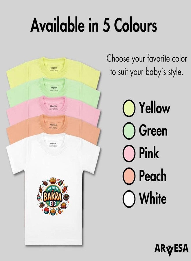 ARVESA My First Eid TS-1648 Eid Baby Tshirt for Kids Boys & Girls Half Sleeves Round Neck Clothes Tshirt for Kids Boys 1 Months to 6 Years Dress Pink - Image 4