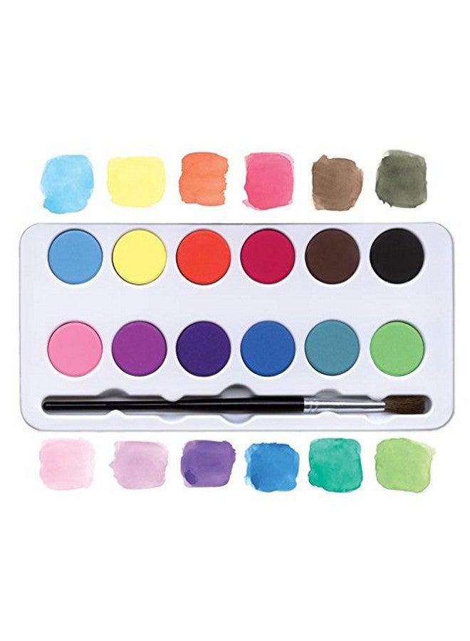 eeBoo: مجموعة ألوان مائية/12 لون، تشمل فرشاة طلاء، تأتي في علبة محمولة، سهلة الإغلاق، مثالية للرسم بالألوان المائية، والحرف اليدوية مع الألوان وأعمال فنية أخرى - Image 3