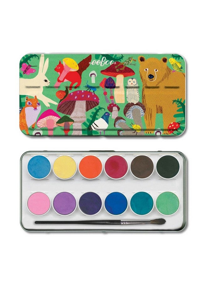 eeBoo: مجموعة ألوان مائية/12 لون، تشمل فرشاة طلاء، تأتي في علبة محمولة، سهلة الإغلاق، مثالية للرسم بالألوان المائية، والحرف اليدوية مع الألوان وأعمال فنية أخرى - Image 1