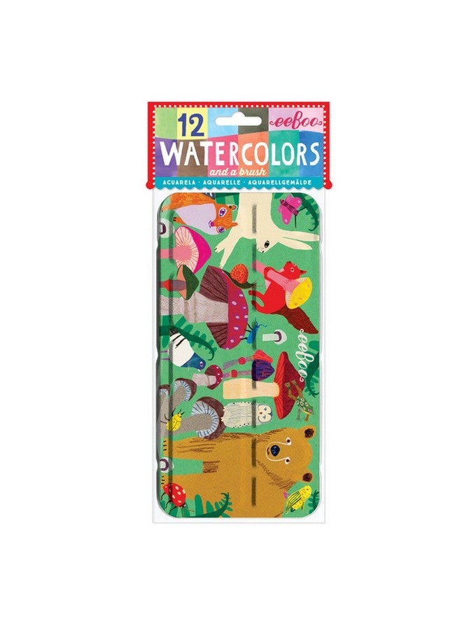 eeBoo: مجموعة ألوان مائية/12 لون، تشمل فرشاة طلاء، تأتي في علبة محمولة، سهلة الإغلاق، مثالية للرسم بالألوان المائية، والحرف اليدوية مع الألوان وأعمال فنية أخرى - Image 2