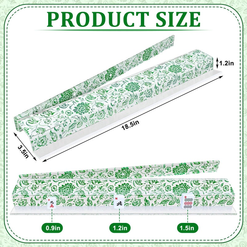 LaRandom 4 Pack Magnetic Chinoiserie Mahjong Tile Racks with Removable Acrylic Pushers, 18.5 Inch Length American Mahjong Racks Holders with Pattern, Fits All Tile Sets(Green Floral) - Image 2