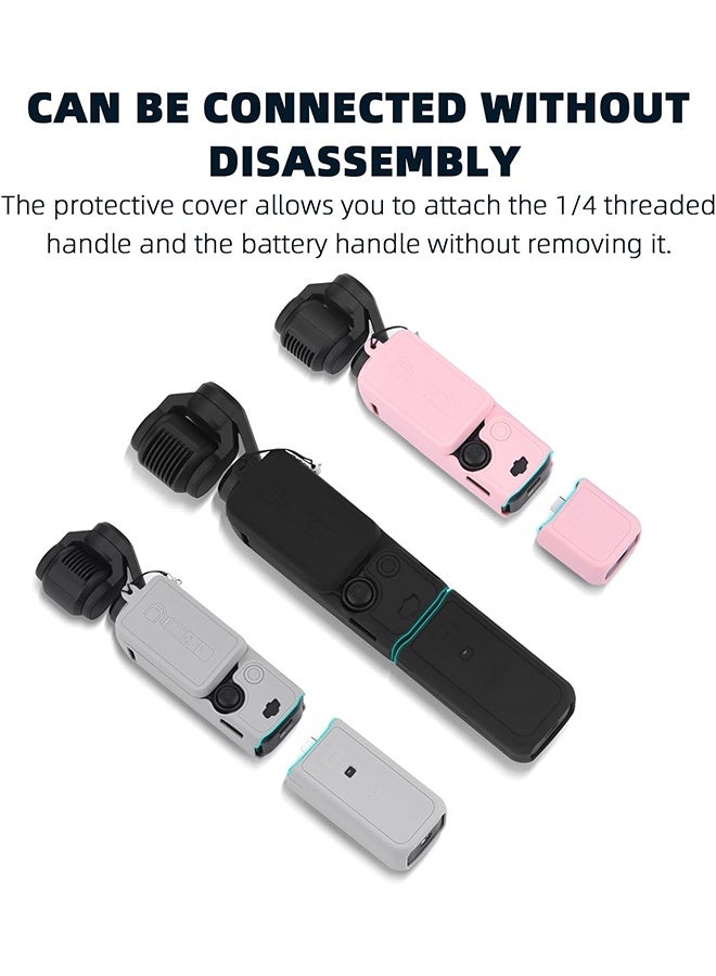 BRDRC Pocket 3 Silicone Cover, Protective Case Lens Protector Scratch-Resistant Sleeve Skin Compatible with DJI OSMO Pocket 3 Creator Combo Accessories (Grey) - Image 5