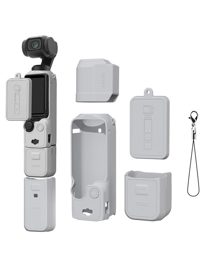 BRDRC Pocket 3 Silicone Cover, Protective Case Lens Protector Scratch-Resistant Sleeve Skin Compatible with DJI OSMO Pocket 3 Creator Combo Accessories (Grey) - Image 1