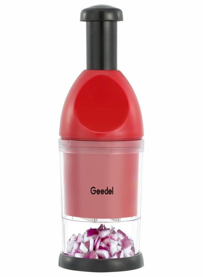 Geedel قطاعة طعام جيدل، قطاعة خضراوات يدوية سهلة التنظيف، آمنة للغسل في غسالة الأطباق، قطاعة بصل للخضراوات والبصل والثوم والمكسرات والسلطات والبصل الأحمر - Image 1