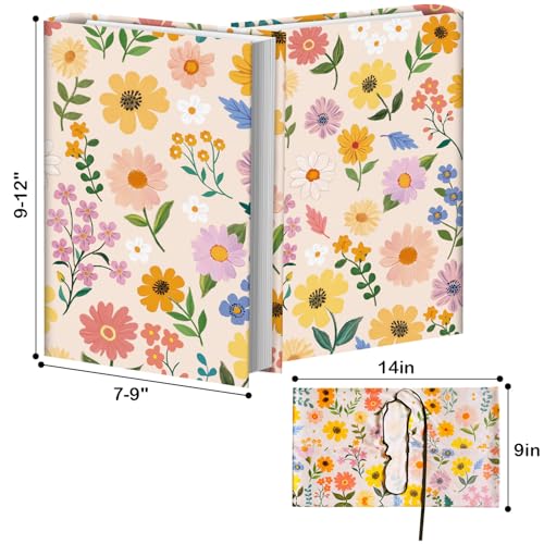 Anseal 1 Pack Floral Pattern Stretchable Book Sleeve Cover for Paperbacks Hardcovers Textbooks up to 9" x 12", Washable Reusable Book Protector with 2 Labels - Image 3