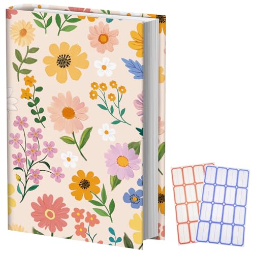 Anseal 1 Pack Floral Pattern Stretchable Book Sleeve Cover for Paperbacks Hardcovers Textbooks up to 9" x 12", Washable Reusable Book Protector with 2 Labels - Image 1