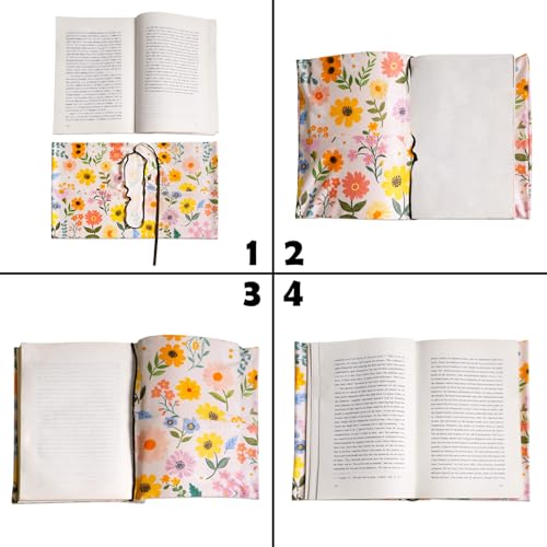 Anseal 1 Pack Floral Pattern Stretchable Book Sleeve Cover for Paperbacks Hardcovers Textbooks up to 9" x 12", Washable Reusable Book Protector with 2 Labels - Image 4