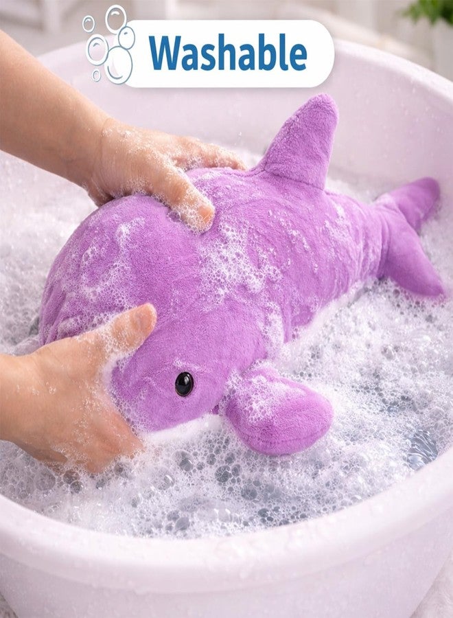 Adhigams Soft Plush Stuffed Whale Toy Cute Kids Baby Cushion Pillow Purple Polyester 40cm Single Piece Nursery Decor Gift Hugging Sleeping Comfort Animal Home Use - Image 3