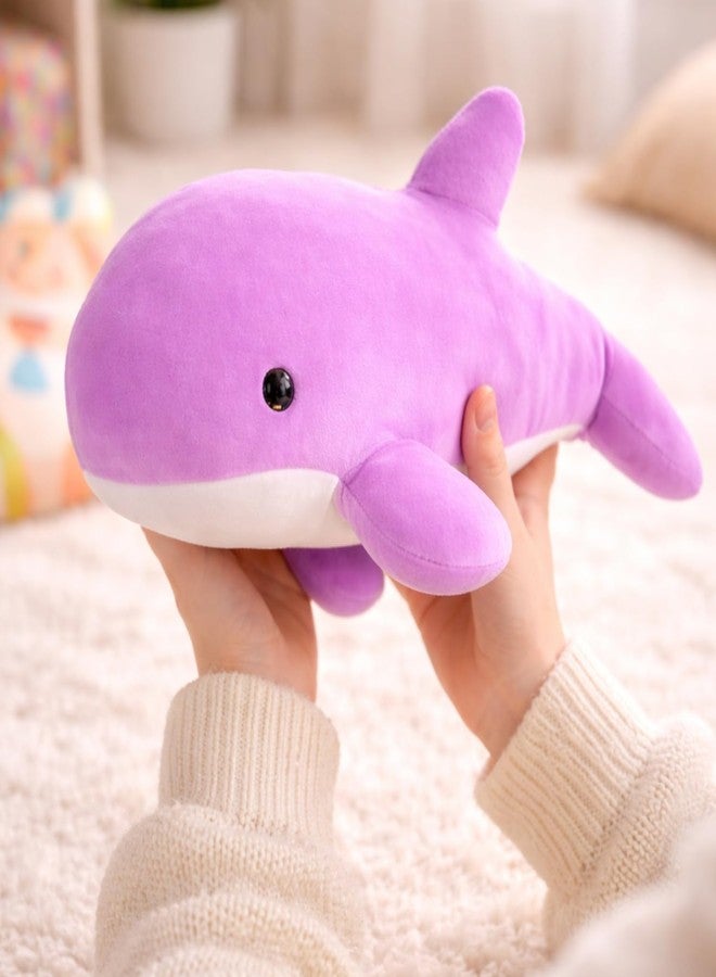 Adhigams Soft Plush Stuffed Whale Toy Cute Kids Baby Cushion Pillow Purple Polyester 40cm Single Piece Nursery Decor Gift Hugging Sleeping Comfort Animal Home Use - Image 4