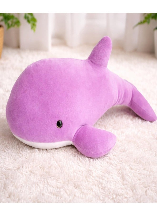Adhigams Soft Plush Stuffed Whale Toy Cute Kids Baby Cushion Pillow Purple Polyester 40cm Single Piece Nursery Decor Gift Hugging Sleeping Comfort Animal Home Use - Image 1