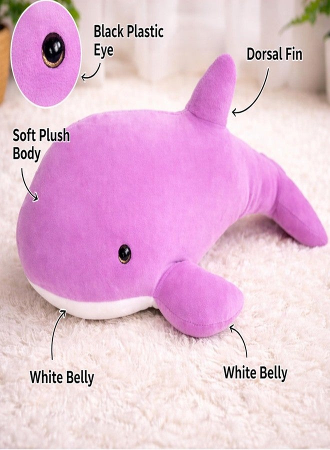 Adhigams Soft Plush Stuffed Whale Toy Cute Kids Baby Cushion Pillow Purple Polyester 40cm Single Piece Nursery Decor Gift Hugging Sleeping Comfort Animal Home Use - Image 2