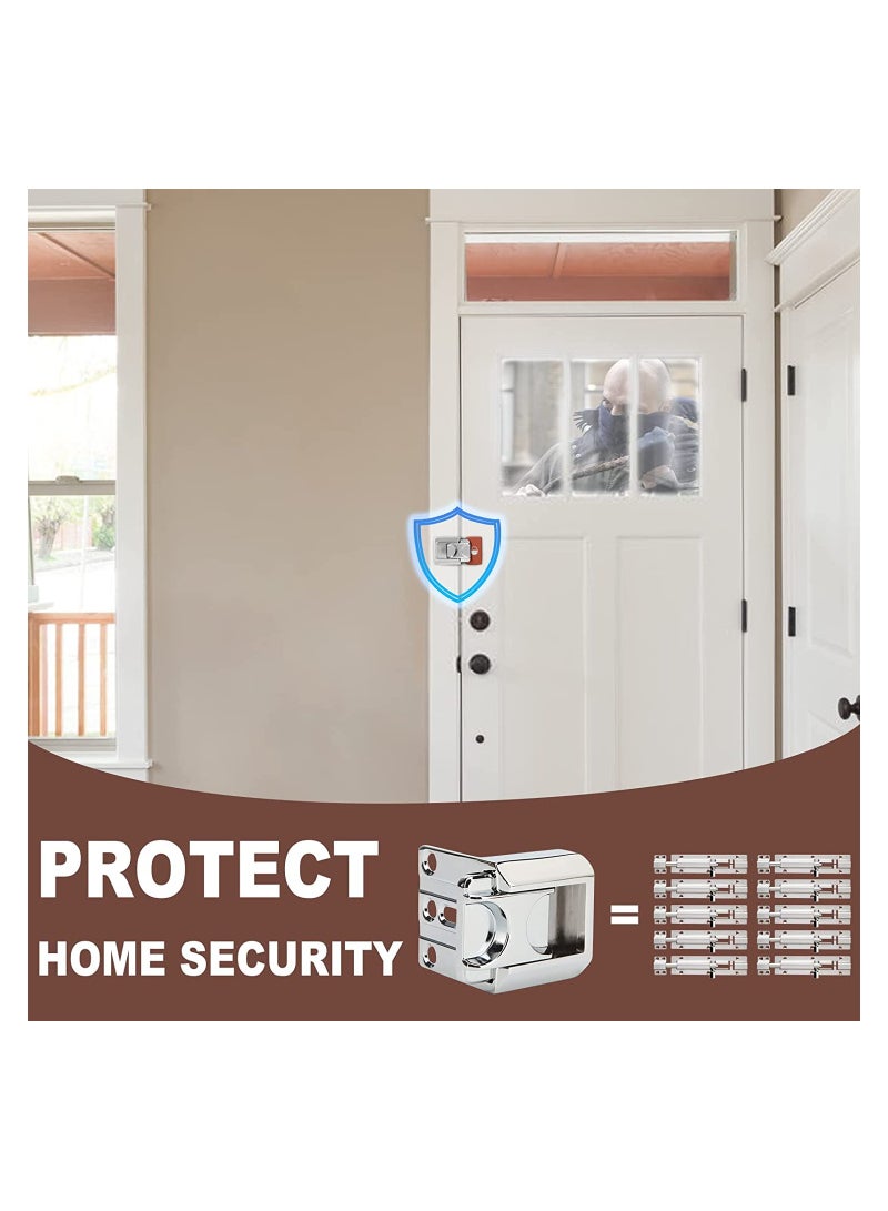 SYOSI High Security Door Locks, Easy Install Apartment Door Lock Security Devices, Safety Door Latchs for Inswinging Door, Silver, 2 PCS - Image 3