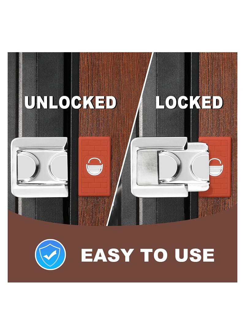 SYOSI High Security Door Locks, Easy Install Apartment Door Lock Security Devices, Safety Door Latchs for Inswinging Door, Silver, 2 PCS - Image 4